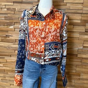 inmod | Patchwork Paisley/Geometric  | Button-Down Shirt | S